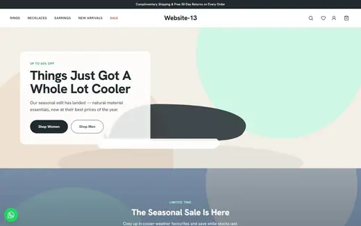 Website-13 storefront homepage